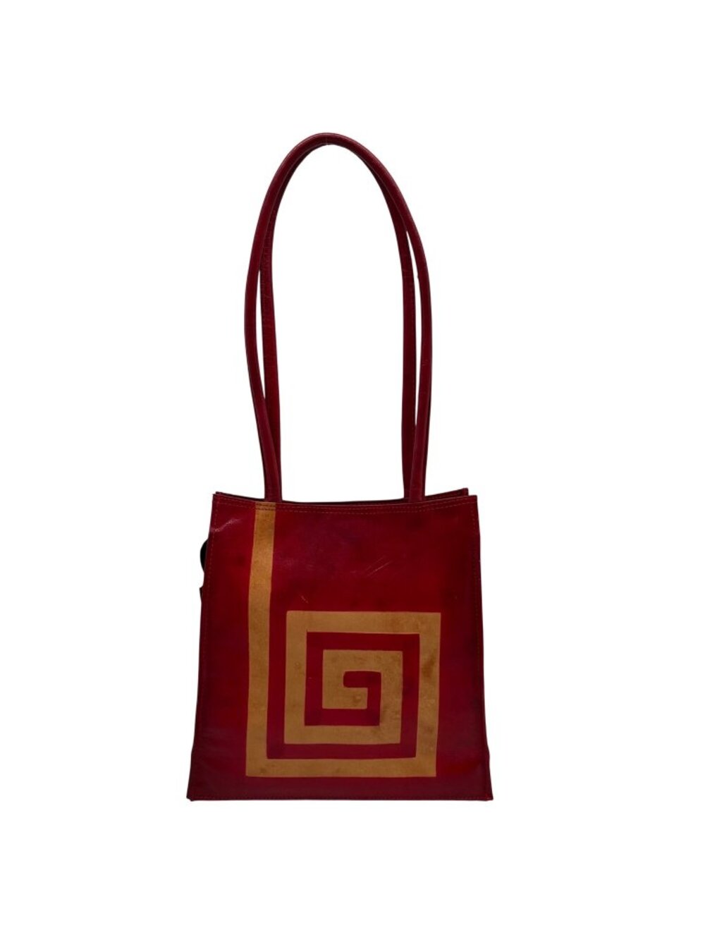 Red Faux Leather Tote Bag